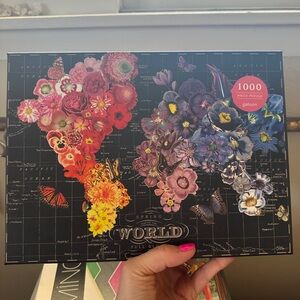 Gibson Floral World Map 1000-Piece Puzzle